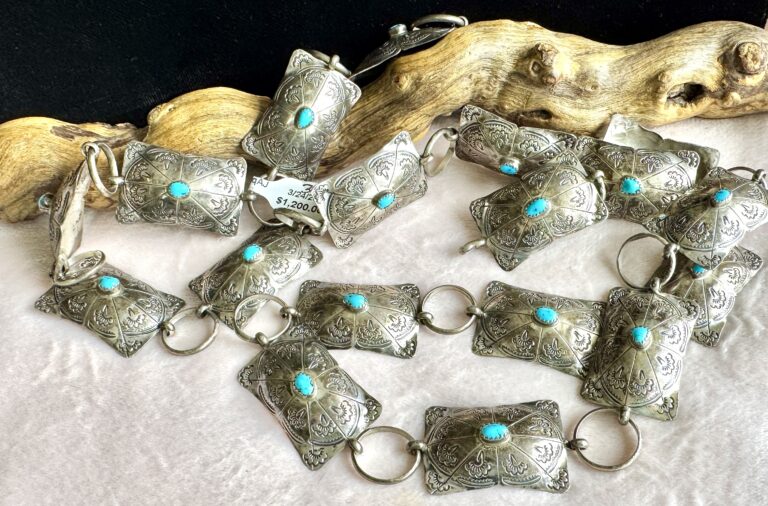 A.J. sterling & turquoise concho belt