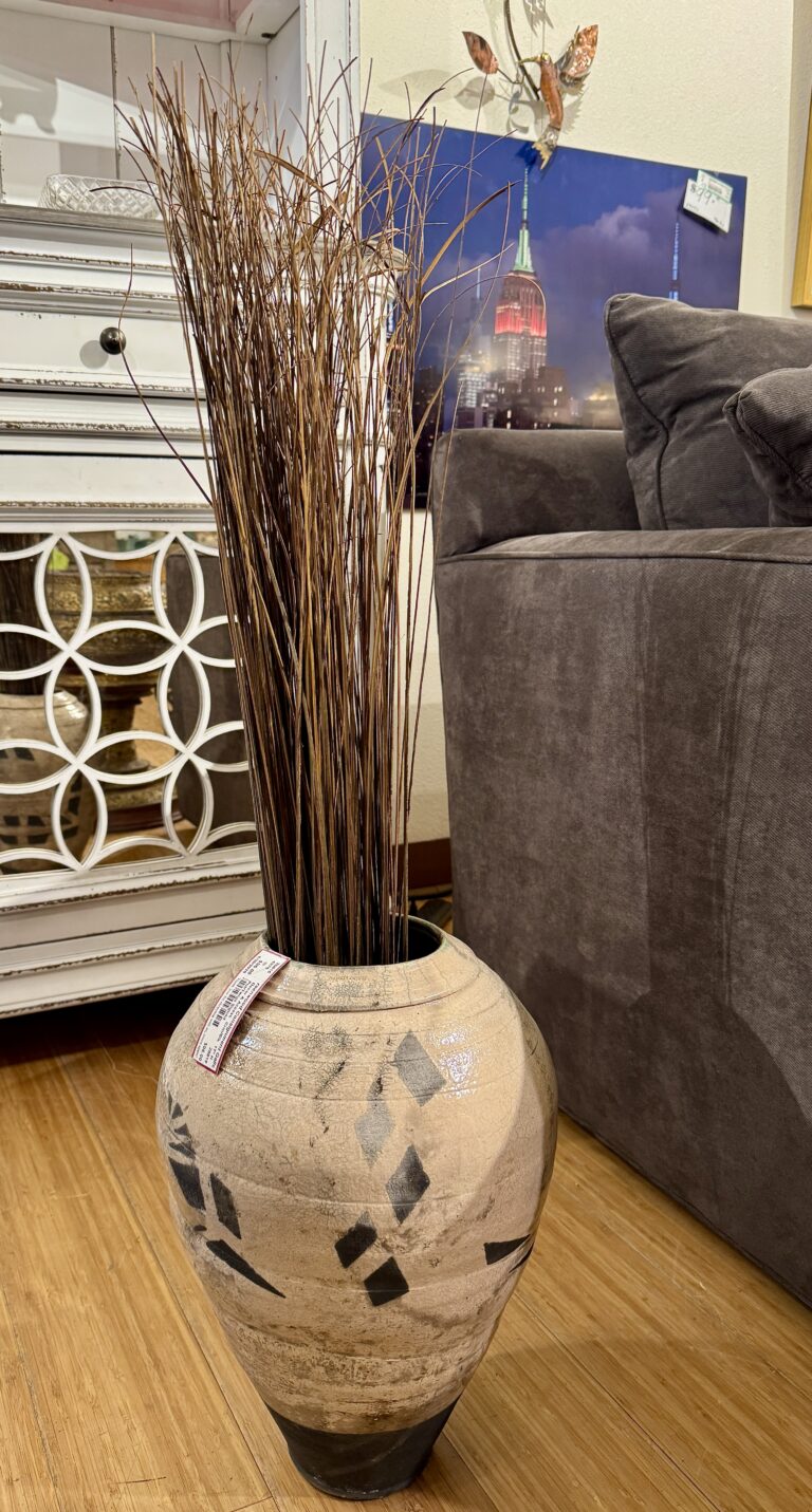 Signed floor vase with twigs