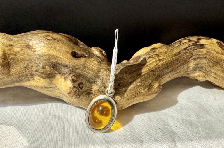 Sterling amber pendant