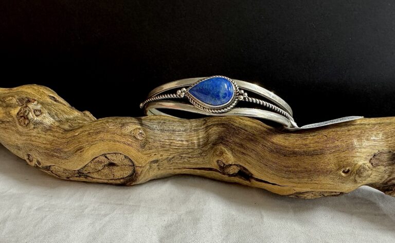 Sterling lapis teardrop bracelet