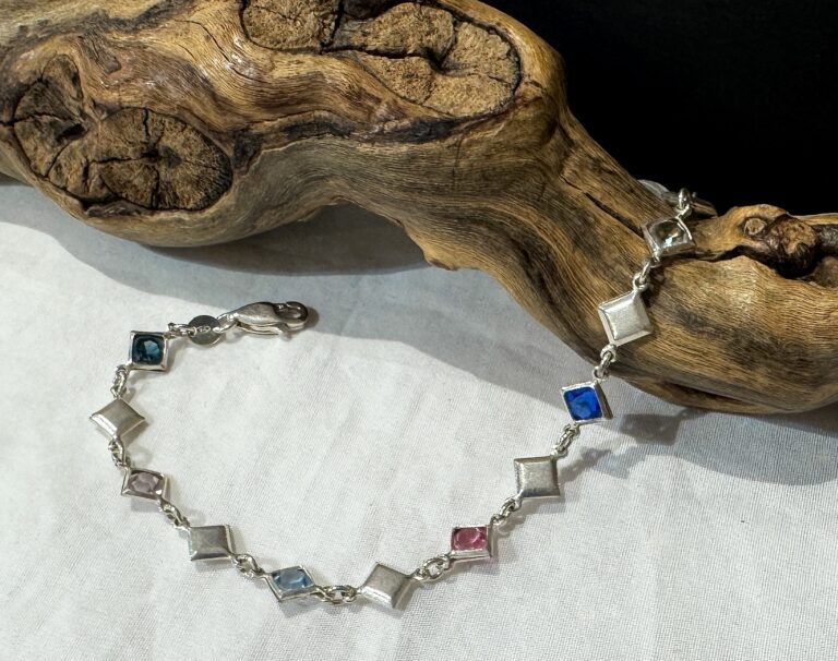 Sterling square stones bracelet