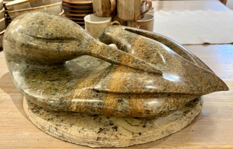 Aquatic bird stone sculpture